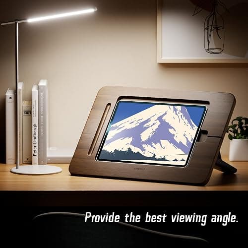 AFOOYO Bamboo Tablet Stand - Portable & Adjustable 5 Angles,Laptop Riser,Book Reading Stand,Compatible with 9.7/10.2/10.5/10.9/11 inches (Walnut Varnish) thumbnail 5