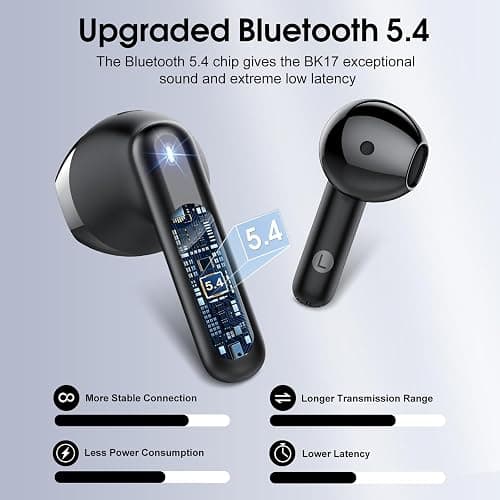 Wireless Earbuds, Bluetooth Ear Buds 5.4 Mini HiFi Stereo with 4 ENC Noise Cancelling Mics Wireless Headphones, 40H in Ear Earphones, USB C, IP7 Waterproof Bluetooth Headphones for Sports, Workout thumbnail 2
