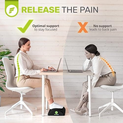 ErgoFoam Foot Rest for Under Desk at Work - Premium Under Desk Footrest - Desk Foot Rest for Lumbar, Back, Knee Pain - Ergonomic Foot Stool Under Desk (Black, Mesh) thumbnail 7