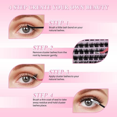 RITALASH Lash Extension Kit DIY Lash Clusters Kit Cluster Lashes Mixed Tray Eyelash Extension Kit Soft Thin Band Individual Lashes with Lash Bond and Seal,Lash Tweezers,Mascara Brush(RX Kit,9-16mm) thumbnail 5