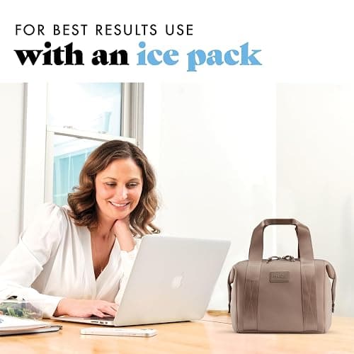 Fit & Fresh Remi Neoprene Lunch Bag For Women - Meal Prep Kit with Containers & XL Ice Pack, Self Insulating Neoprene-like Material, Machine Washable Lunch Bag, Tear-Resistant, Stain-Resistant, Taupe thumbnail 2