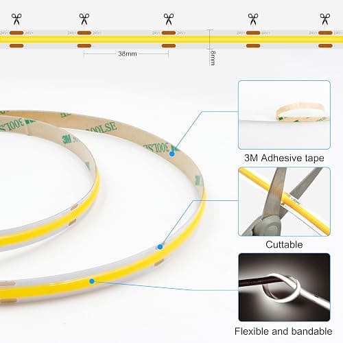 AXMOTUT COB LED Strip Light with Remote, Dimmable 32.8FT/10M Flexible High Density LED Light,4000K Natural White 3200LEDs Super Bright LED Light Strip CRI 90+ for Bedroom,Kitchen,DIY Home Decoration thumbnail 5