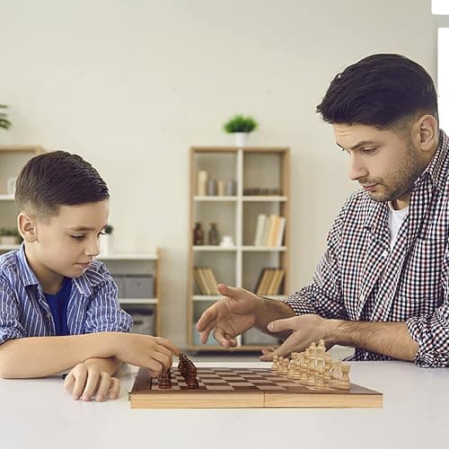 Magnetic Chess Board Set for Adults & Kids, 15" Wooden Folding Chess Boards, Handcrafted Portable Travel Chess Game with Pieces Storage Slots thumbnail 2