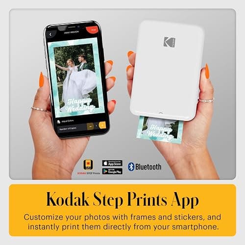 KODAK Step Instant Smartphone Photo Printer, Portable Mini Color Wireless Mobile Printer, Zink 2x3” (5.1x7.5 cm) Sticky-Back Photos, Bluetooth Compatible with iOS & Android Devices, Editing App, White thumbnail 4