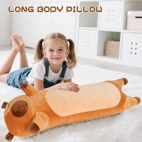 33 ih Cute Capybara Plush, Capybara Stuffed Animal, Long Capibaras Peluches Body Pillow Kawaii Plushies Decor Gifts for Kids Adult Boys Girls thumbnail 5