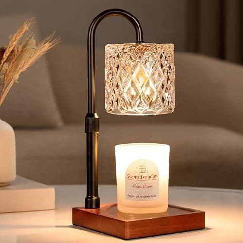 Hong-in Candle Warmer Lamp with Timer -Dimmable Adjustable Height Wax Melt Warmer for Jar Candles,Vintage Home Decor with Elegant Amber Glass,Birthday Gifts for Women, Mom, Friend - Image 1