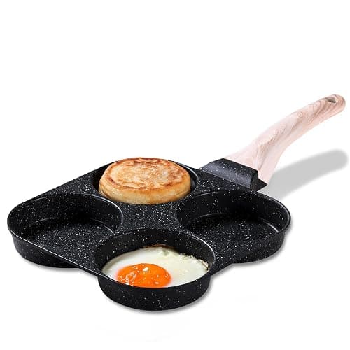 CAROTE Egg Pan Omelette Pan, 4-Cup Nonstick Granite Omelette Skillet - Pancake Pan and Healthy Egg Cooker Suitable for Gas Stove & Induction Cookware, Black thumbnail 3