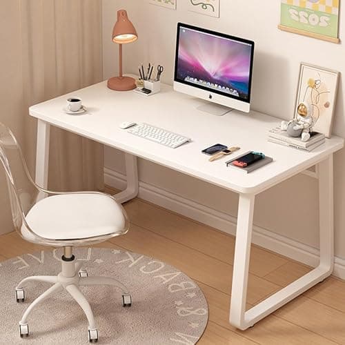 XUEGW Computer Desk Modern Simple Style Desk for Home Office, 31.5 inch White Small Writing Table Study Corner Work Desk for Bedroom - Image 1