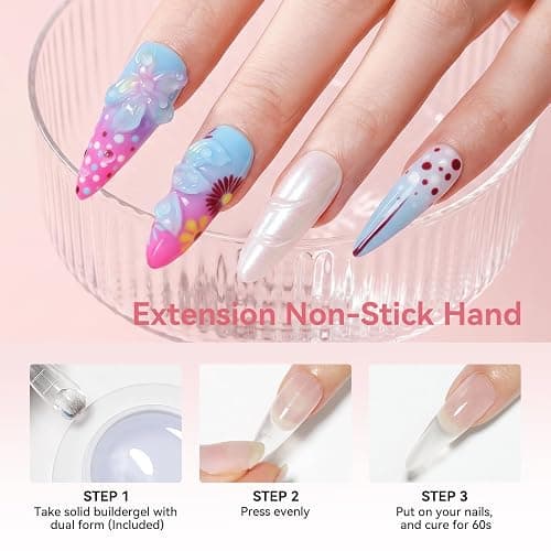 Bevimee 3D Molding Gel for Nails, 3D Nail Sculpting Gel for Nail Art | 3PCS Clear White Pink 3D Gels for Nails Non-Sticky for Carving Extension Sculpture Manicure Salon DIY at Home 5g/0.18 Oz thumbnail 4
