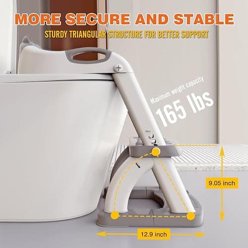 Potty Training Seat, SKYROKU Upgrade Toddler Toilet Seat for Kids Boys Girls, 2 in 1 Potty Training Toilet, Splash Guard Anti-Slip Pad Step Stool,New Sector-Shape Stabilized Base (8899+Grey) thumbnail 2