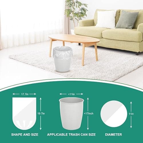 Magesh 4 Gallon Trash Bag Strong, Leakage-Free, Small Garbage Bags Unscented Thick for Bathroom, Office, Kitchen Small Trash Can, 15L, 105 Bags, Clear thumbnail 5