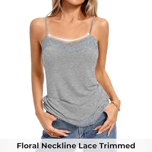 Kate Kasin Women's Adjustable Spaghetti Strap Lace Trim Cami Tunic Tank Top 3PACK thumbnail 3