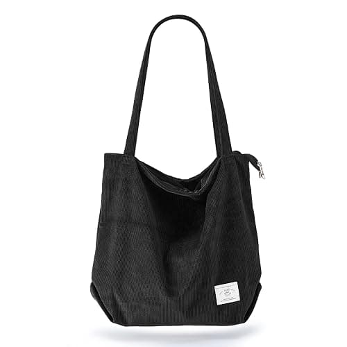 KALIDI Women Corduroy Tote Bag Zipper Casual Tote's Handbag Big Capacity Shoulder Bag with Pockets - Image 1