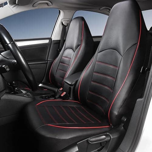 TOYOUN Kunstleder Sitzbezüge Auto Set Universal Klassisch Autositzbezüge Sitzschoner Schonbezug Autositz Rot für Vordersitze und Rücksitze Auto Zubehör Innenraum thumbnail 2