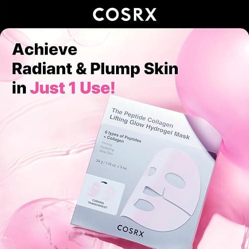 COSRX The Peptide Collagen Lifting Glow Hydrogel Face Masks Skincare 3 EA, Collagen Face Mask, Travel Essentials, Overnight Face Mask, Korean SkinCare thumbnail 3