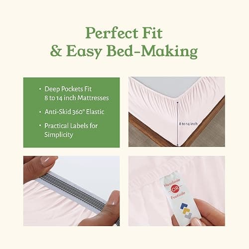 California Design Den Soft 100% Organic Cotton Sheets Twin XL Size Set - Soft and Crisp Percale, Twin XL Sheet Sets with Deep Pockets, Breathable and Durable Bedding - Pink - Twin XL - 09 - Pink thumbnail 3
