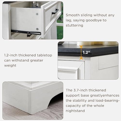 ACCOHOHO Farmhouse 5 Drawers Dresser Chests for Bedroom,46" Tall Wood Rustic Chest of Drawers with Wide Metal Handle,Natural Texture,Drawer Organizer for Bedroom,Living Room,Hallway and Entryway,White thumbnail 5
