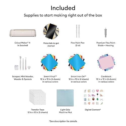 Cricut Maker 4 - Smart Cutting Machine (Seashell) | Engagement Bundle - Includes Smart Vinyl, Cardstock, Transfer Tape, Iron On HTV, Mat, Pens, Tool Kit, & 25 Images in Design Space App thumbnail 2