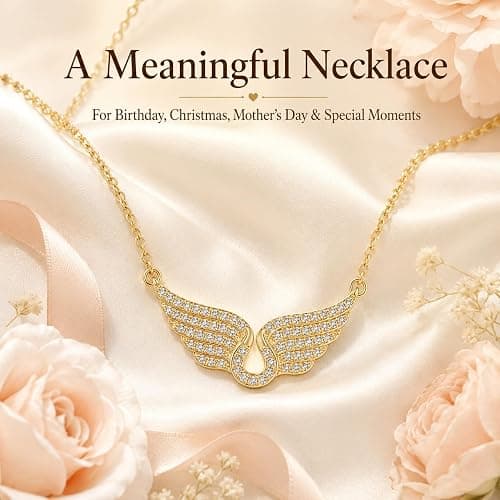 JAVARNV Angel Wings Necklace for Women Gold Silver Pendant Elegant Dainty Simple Jewelry Gift for Daily Party Dress thumbnail 7