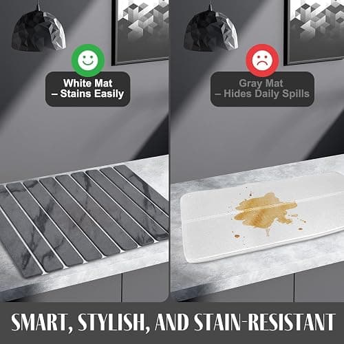 Large Stone Dish Drying Mats for Kitchen Counter, 24"(L)×16"(W) Marble, Drying Collapsible Dish Drying Mat, Eco-Friendly Absorbent Diatomaceous Earth Mats for Dishes Bottles Cups - Dark Grey thumbnail 6