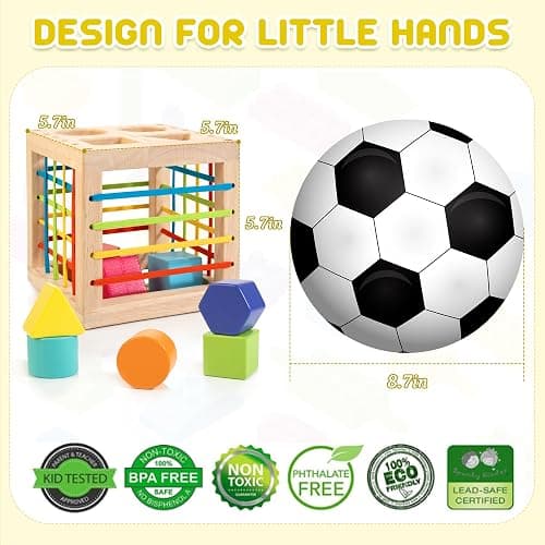 Winique Formsortier-Holzspielzeug ab 1 Jahr, Montessori sensorisches Spielzeug, Babyblöcke, Feinmotorik Sortierspiele für frühes Lernen, Geschenk für Kleinkinder Jungen Mädchen ab 12 Monate thumbnail 3