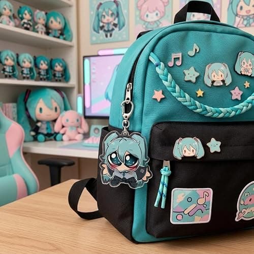 PumpCar Miku Acrylic Keychain, Vocaloid Virtual Idol Pop Singer Charm with Metal Clasp and Key Ring, Double-Sided Backpack Charm, Bag and Car Key Accessory, Collectible Anime Gift for All Fans thumbnail 4