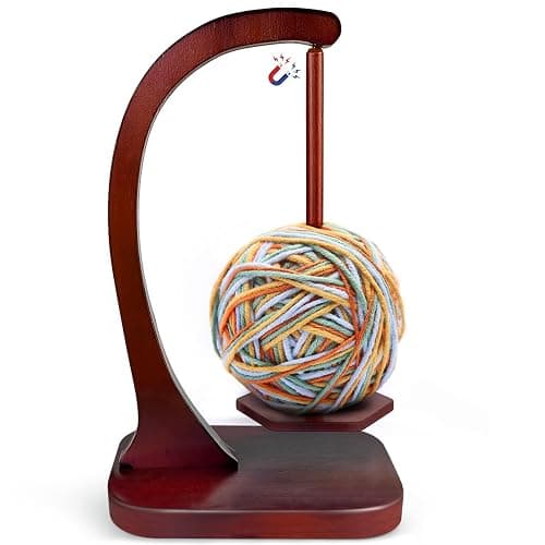 HEH Wooden Yarn Holder for Knitting and Crocheting, Magnetic Yarn Ball Holder with Anti-Slip Pads, Yarn Holder Spinner for DIY Crafts, Crochet Gift for Knitting Lovers - Image 1