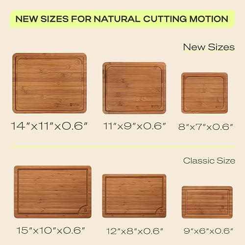 ROYAL CRAFT WOOD Wooden Cutting Boards for Kitchen Meal Prep & Serving - Bamboo Non Toxic Cutting Board Set with Deep Juice Groove Side Handles - Charcuterie & Chopping Butcher Block for Meat (3 Pcs) thumbnail 3