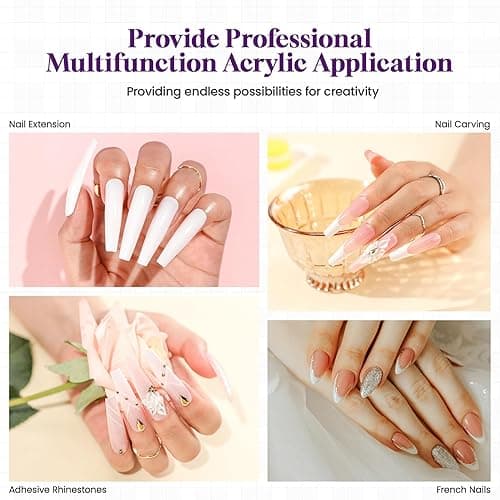 Acrylic Nail Kit Professional: Acrylic Powder and Liquid Set for Beginner Acrylic Nail Kit at Home DIY Salon Nails Application 4 Colors thumbnail 4