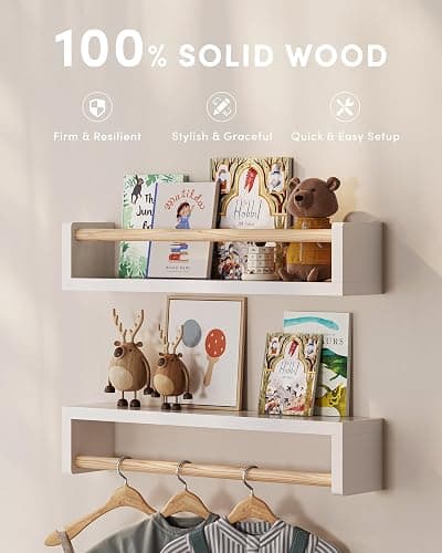 G&W Gruwald Nursery Book Shelves, Set of 3, Wall Bookshelf, Book Shelf for Kids Rooms, Wall Book Shelves for Bedroom Kids, Floating Shelf, Nursery Decor thumbnail 3