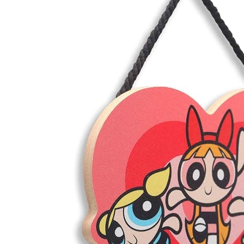 Open Road Brands The Powerpuff Girls Heart Hanging Wood Wall Decor - Fun Powerpuff Girls Sign for Kids' Bedroom or Movie Room thumbnail 6