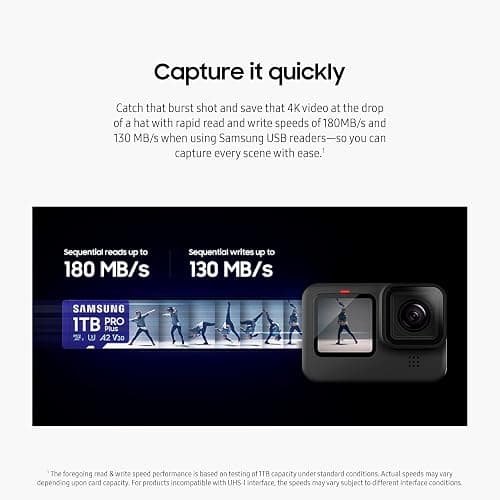 Samsung PRO Plus microSD Memory Card + Adapter, 1TB MicroSDXC, Up to 180 MB/s, Full HD & 4K UHD, UHS-I, C10, U3, V30, A2 for Android Phones, Tablets, GoPRO, DJI Drone, MB-MD1T0SA/AM, 2024 thumbnail 3