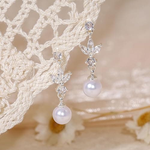 SELSHE SELSHE Dangle Earrings for Women, 14k Gold Plated Pearl Drop Earring Dainty Gold Earrings for Women Trendy Cute Prom Bridal Earring Long Wedding Pearl Earring Formal Jewelry thumbnail 4