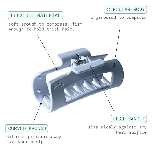 Mello Medium Hair Clip - Flexible Comfort Hair Claw for Women, Strong Hold for Thick & Thin Hair Styling, Durable Material, Matte Non-Slip Finish, Made in Korea, Patent Pending (White, Medium) thumbnail 6