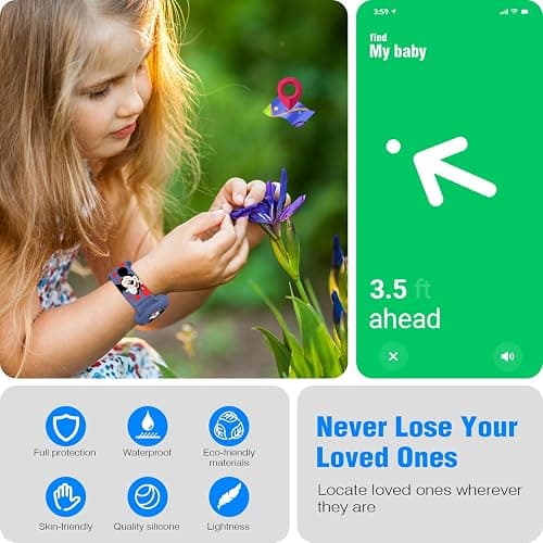 Waterproof AirTag Bracelet for Kids, Cut Cartoon Air Tag Holder for Kids with Full Coverage Hidden Design, Silicone Airtag Wristband for Child - Blue thumbnail 5