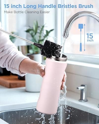 EasyAcc Water Bottle Cleaner Brush, 3 Pack 15 Inches Straw Brush Cleaner for Owala Stanley Hydroflask, Long Handle, with Straw Cleaner & Nipple Brush, for Coffee Mugs, Ice Tea Jars thumbnail 3