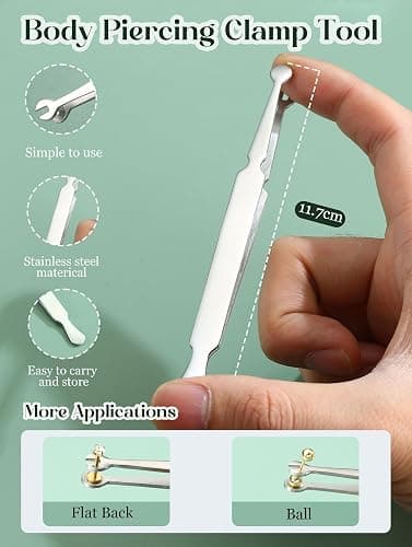 GEMQUEEN Piercing Taper Ball Grabber Tool for Changing Jewelry - 14G 16G 18G 20G Stainless Steel Flat Back Earrings Applicator Tool Threadless Insertion Pin Thread Body Piercing Kit for Ear Nose Lip thumbnail 2