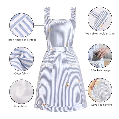 Funny Aprons for Women with Pockets, Kitchen Cooking Grilling Bbq Cute Chef Apron, Mothers Day Birthday Gifts for Women thumbnail 6