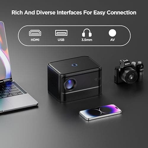 【Electric Focus】 Portable Mini Projector with 5G WiFi, Outdoor Bluetooth Movie Projector, 15000L, 230" Screen, Home Theater Projector for Phone/TV Stick/USB thumbnail 7