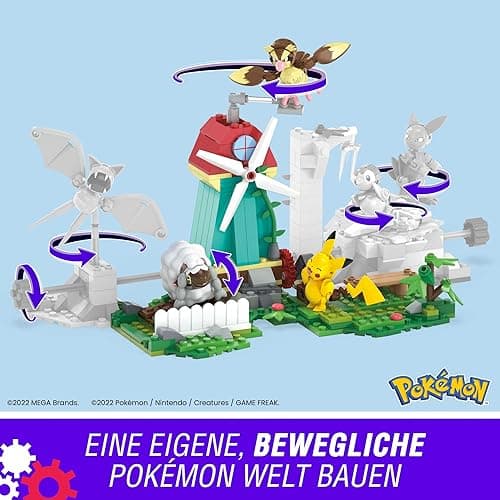 MEGA Pokemon Action Figure Building Toy Set, Countryside Windmill with 240 Pieces, Motion and 3 Poseable Characters, Gift Idea for Kids thumbnail 9
