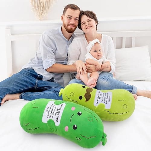 Sprinqdawin 20” Cucumber Emotional Plush, Green Pickle Stuffed Animals | Cucumber Stuffed Animal with Positive Warm Words, Soft Plush Toys Kids Adults Birthday Gifts , Vegetable Lover Plushie Pillow thumbnail 7
