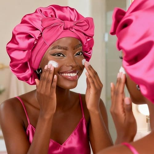 YANIBEST Adjustable Satin Bonnet for Sleeping Women Double Layer Hair Wrap Reduce Friction Prevent Frizz Natural Curly Hair thumbnail 4