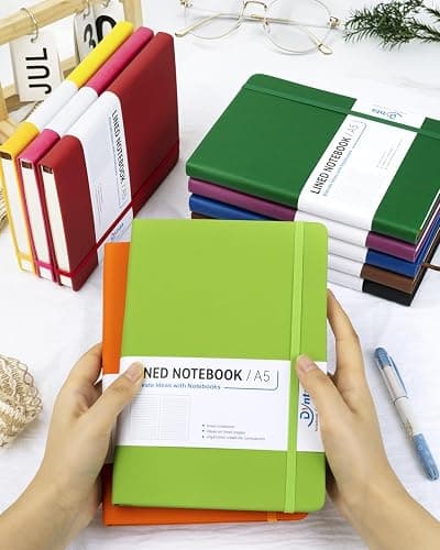 Dynta Hardcover Journal Notebooks, 10 Packs A5 Lined Journals Bulk for Writing 200 Pages/100Sheets, 8.4 x 5.8 inch, 10 Colors Classic Ruled Notebook for Work/Travel/College/Note Taking thumbnail 7