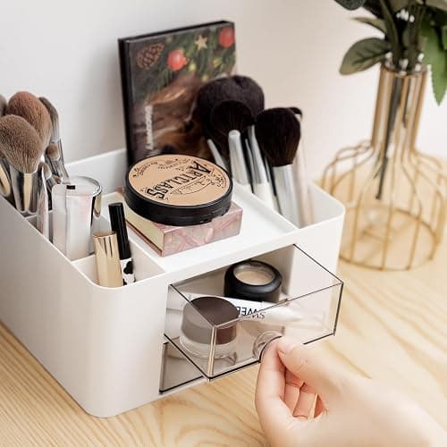 RISEMART Schreibtischorganisator mit 2 Schubladen, multifunktionaler Stifthalter für den Schreibtisch, Schreibtischorganisatoren und Aufbewahrung mit 5 Fächern, Desktop-Organizer für Büro thumbnail 7