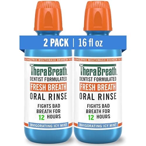 TheraBreath Fresh Breath Mouthwash, Icy Mint Flavor, Alcohol-Free, 16 Fl Oz (Pack of 2) - Image 1