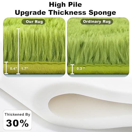 Green Grass Area Rugs for Bedroom Living Room, 9x12 Fluffy Fuzzy Shaggy Carpet for Kids Playroom Nursery Room, Thick Soft Plush Mat for Kids Baby Boys Teen Dorm Home Decor Aesthetic thumbnail 2