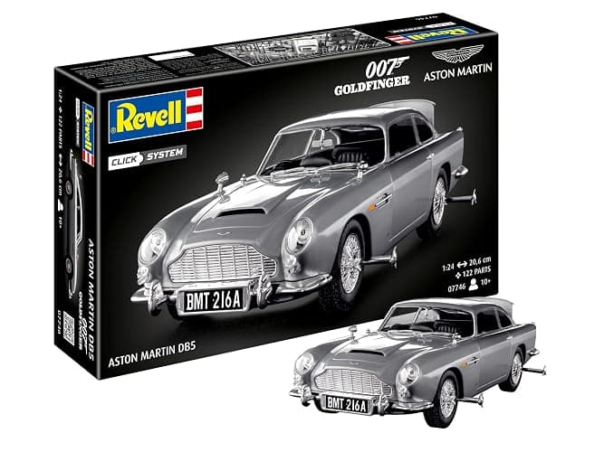 Revell 07746 James Bond Aston Martin DB5 (Click System) 1:24 Scale Unbuilt, Pre-Coloured, Click-Together (Non-Glue), Plastic Model Kit - Image 1