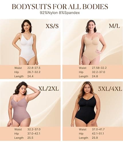 BRABIC Womens' Seamless Sleeveless V-Neck Bodysuit Shapewear Tummy Control thumbnail 5