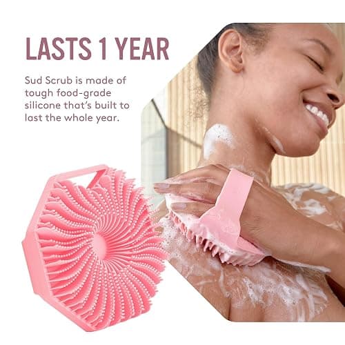 Sud Scrub® Antimicrobial Silicone Body Scrubber, Exfoliating Body Scrubber for Sensitive Skin, Eco Friendly Shower Scrubber for Body, Silicone Body Brush for Showering, Pink thumbnail 4