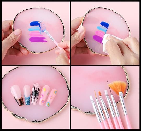 FANDAMEI Nail Art Kit, Nail Design Tools kit with Nail Brushes, Dotting tool, Mixing Palette, Nail Stand. Fake Nail Kits with Almond Gel Nail Tips, Nail Glue, Adhesive Tabs, Nail File. Manicure Set thumbnail 4